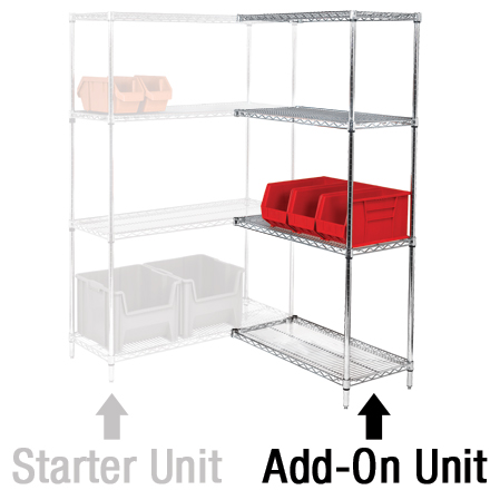 72 x 24 x 86" - 4 Shelf Wire Shelving Add-On Unit