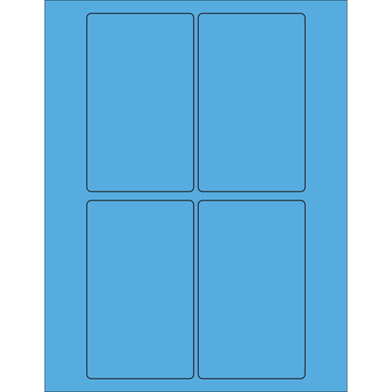 3 x 5" Fluorescent Blue Rectangle Laser Labels