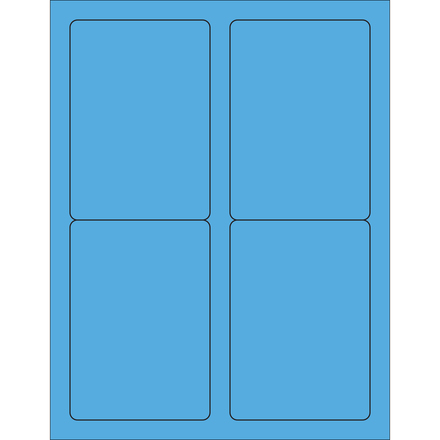 3 <span class='fraction'>1/2</span> x 5" Fluorescent Blue Rectangle Laser Labels