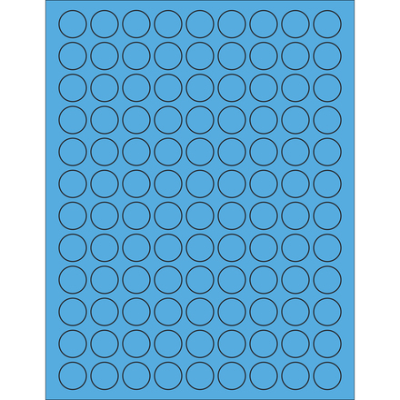 3/4" Fluorescent Blue Circle Laser Labels